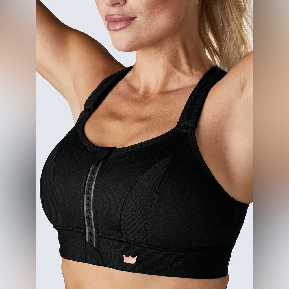 NWT SheFit Ultimate Sports Bra High Impact Black Adjustable Bra, Size 6Luxe 6X
